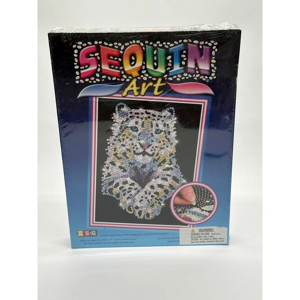 KSG Sequin Art Snow‎ Leopard Sparkling Picture Craft Kit 25x34cm New Sealed 2017